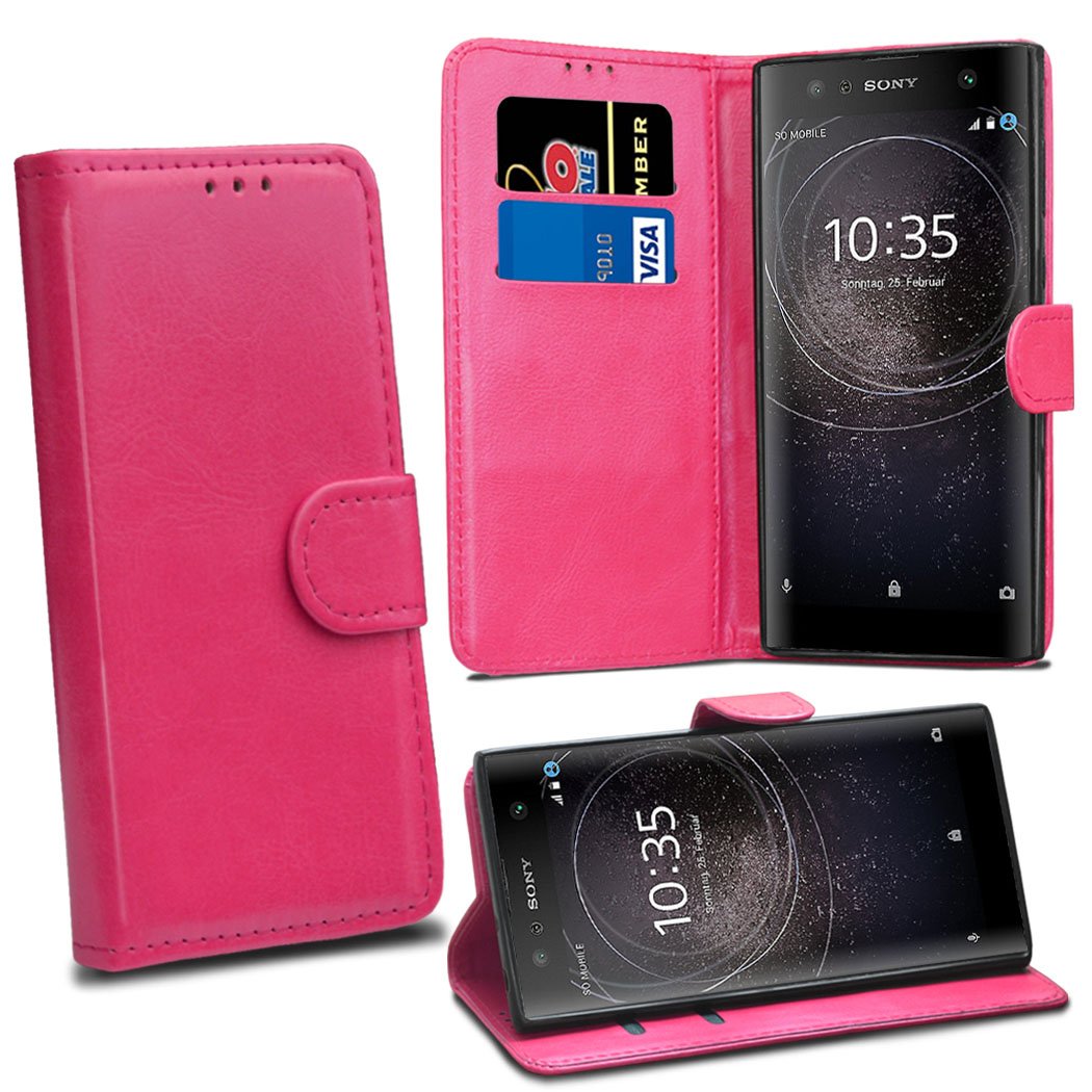 Sony Xperia XA2 Cases - Premium Pink Wallet Leather Flip Case Cover For Sony Xperia XA2 [Card Holder] [Magnetic Closure]