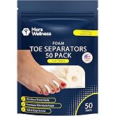 Foam Toe Separators for Women and Men, Made in USA 1/4 Inch, 50 Pack | Toes Spacers for Corn Relief, Blister Relief, Hammer Toe Relief