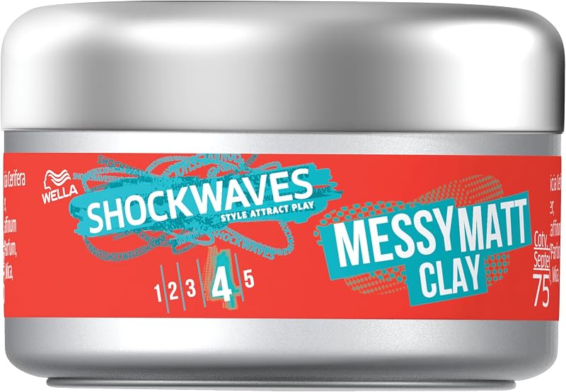 Wella Shockwaves Messy Matt Hair Clay Strong Hold Reworkable Texture 75ml