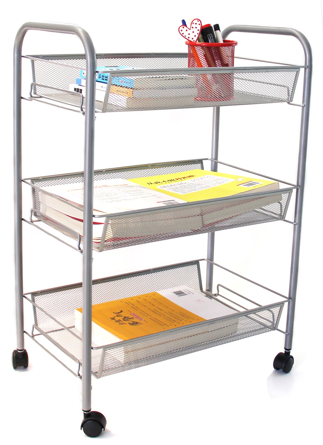 ESYLIFE 3 Tier Metal Kitchen Trolley Cart Serving Trolley with Drawers