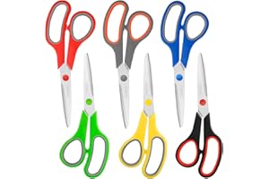 JIHEKJ 8" Scissors Bulk 6-Pack, All Purpose Scissors Stainless Steel Sharp for Office Home General Use Craft Supplies, High/Middle School Classroom Class Older Kids Scissor Set, Right/Left Handed