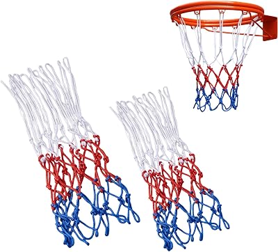 Dinghaole 2 PCS Heavy Duty Basketball Net Tri-Colored Replacement Nets