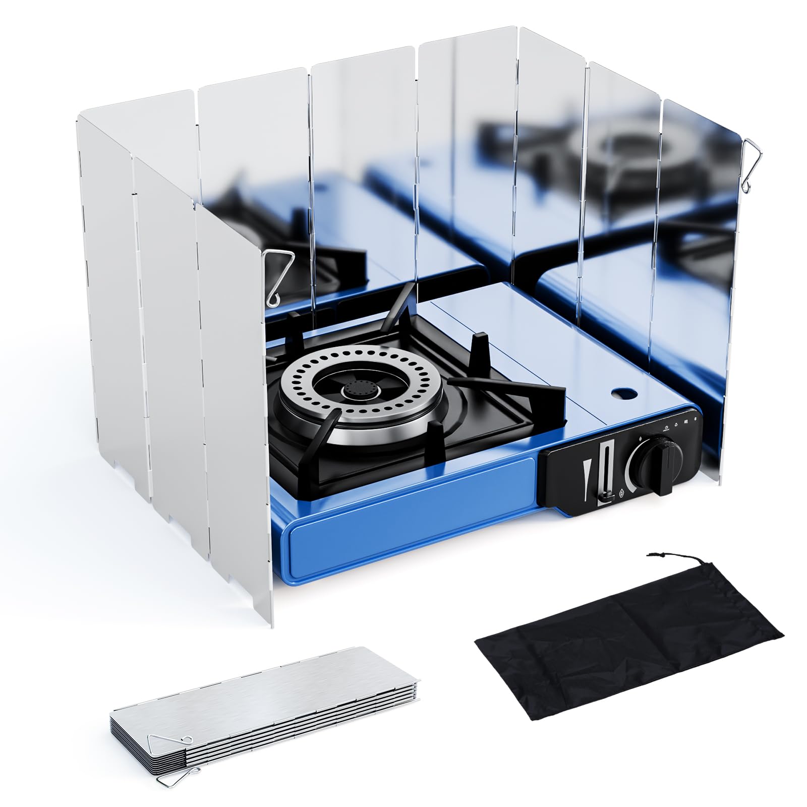 Diswoe 10 x Foldable Windshield Plates Camping Kitchen Gas Stove Windshield Outdoor Windshield Type 1