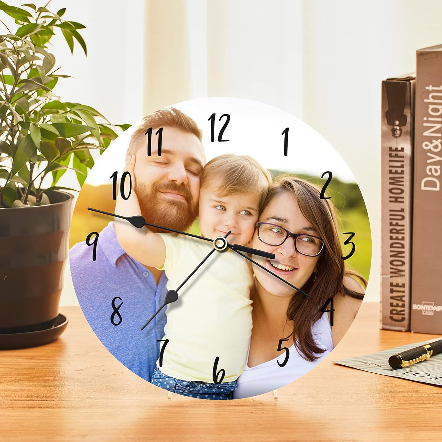 Custom Photo Clock Wall Clock Personalized Modern Design Photo Frame Clocks Art Pictures Clock Unique Home Decor Multi-Photo Clock Gift for Family, Friends: Kitchen & Dining