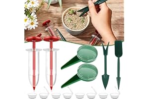 Guulaiwod 6 PCS Mini Seed Spreader, New Mini Hand Seed Spreader Handheld Seed Planter, Seed Sower Tool,Garden Seed Planter,Small Seed Spreader with Seedlings Dibber Widger for Spreaders