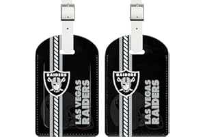 AYYQHC 2 Pack Leather Football Sport Fan Luggage Tag for Suitcase，Black Design Travel Suitcase Tag with Privacy Flap Address Labels