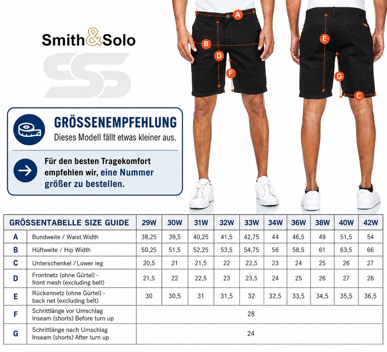 Smith & Solo Kurze Hosen Herren - Chino Shorts Kurz Baumwolle, Bermuda Hose Sommer, Laufshorts Männer Sport Trainingshose (Blau, 30) 3