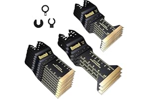 16PCS Titanium Oscillating Tool Blades, Revvstark Oscillating Saw Blades for Metal Nails Hard Material Wood Plastic, Multitool Blades Kits Fit for Dewalt Bosch Milwaukee Ryobi, with Storage Case