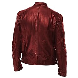 SWJGLITTR Men Slim Fit Motorcyle Leather Jacket