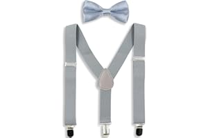 HANERDUN Kids Suspenders Bowtie Sets Adjustable Suspender Set for Boys and Girls