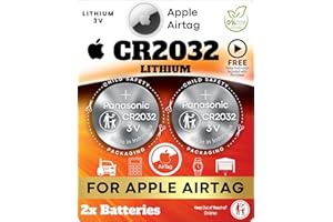 KEY BATTERY OUTLET Apple AirTag Battery - 2-Pack CR2032 Button Lithium 3V - Replacement Cell Batteries for Airtags - Cover Fit Apple Tracker Power Accessory