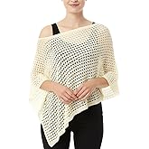 Chicingyou Women Sheer Poncho Shrug Hollow Summer Sheer Blouse Top Lightweight Poncho Bolero for Evening Dress