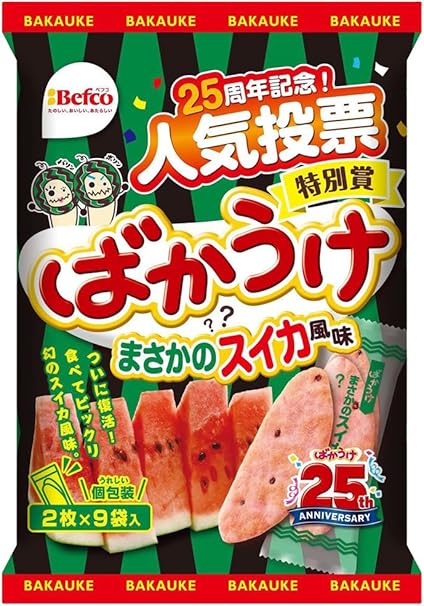 Amazon 栗山米菓 ばかうけまさかのスイカ風味 18枚 12袋 栗山米菓 せんべい 米菓 通販