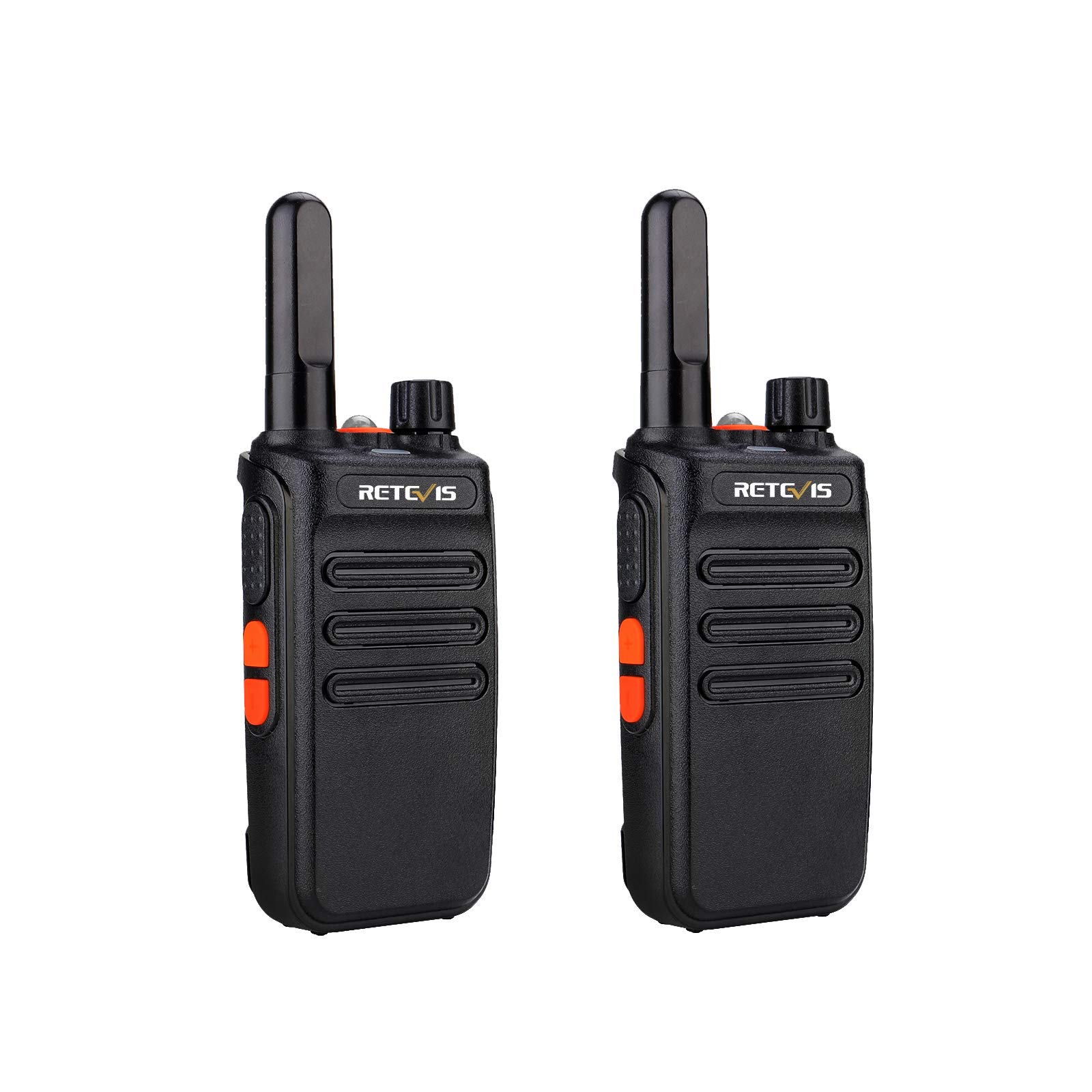 Retevis RB635 Walkie Talkie, Portable 2 Way Radio with LED Flashlight, License Free PMR446, VOX, Emergency Alarm, Professional 2 Way Radio Long Range for Family, Retail(Black, 2Pcs)