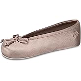 isotoner Women's Classic Stretch Satin Ballerina Slippers with Satin and Sequin Bow Tie