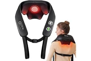 KNQZE Neck and Shoulder Massager with Heat, Cordless Back and Neck Massager, Upgraded Graphene Heating, 4D Shiatsu Deep Kneading Massage for Shoulder, Back,Leg,Pain Relief, Portable Gifts for Dad Mom Friend