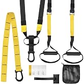 Bodyweight Straps for Home Workouts, Full-Body Resistance Training Kit with Heavy-Duty Nylon and Rubber Straps, Adjustable 102-146 Inches, Supports Up to 882 lbs, Black and Yellow