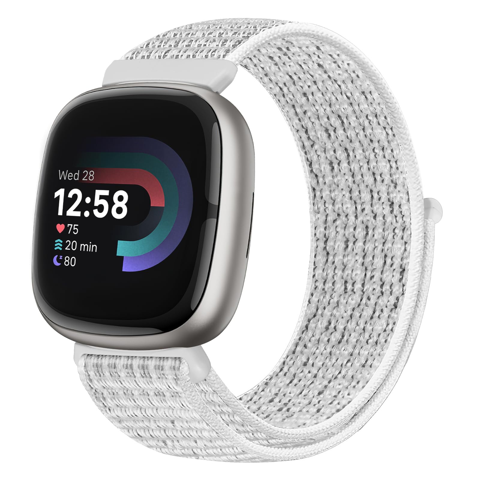 Runostrich Nylon Loop Straps Compatible with Fitbit Versa 4/Sense 2/Versa 3/Sense, Soft Breathable Sport Adjustable Replacement Band Women Man Wristband Accessories