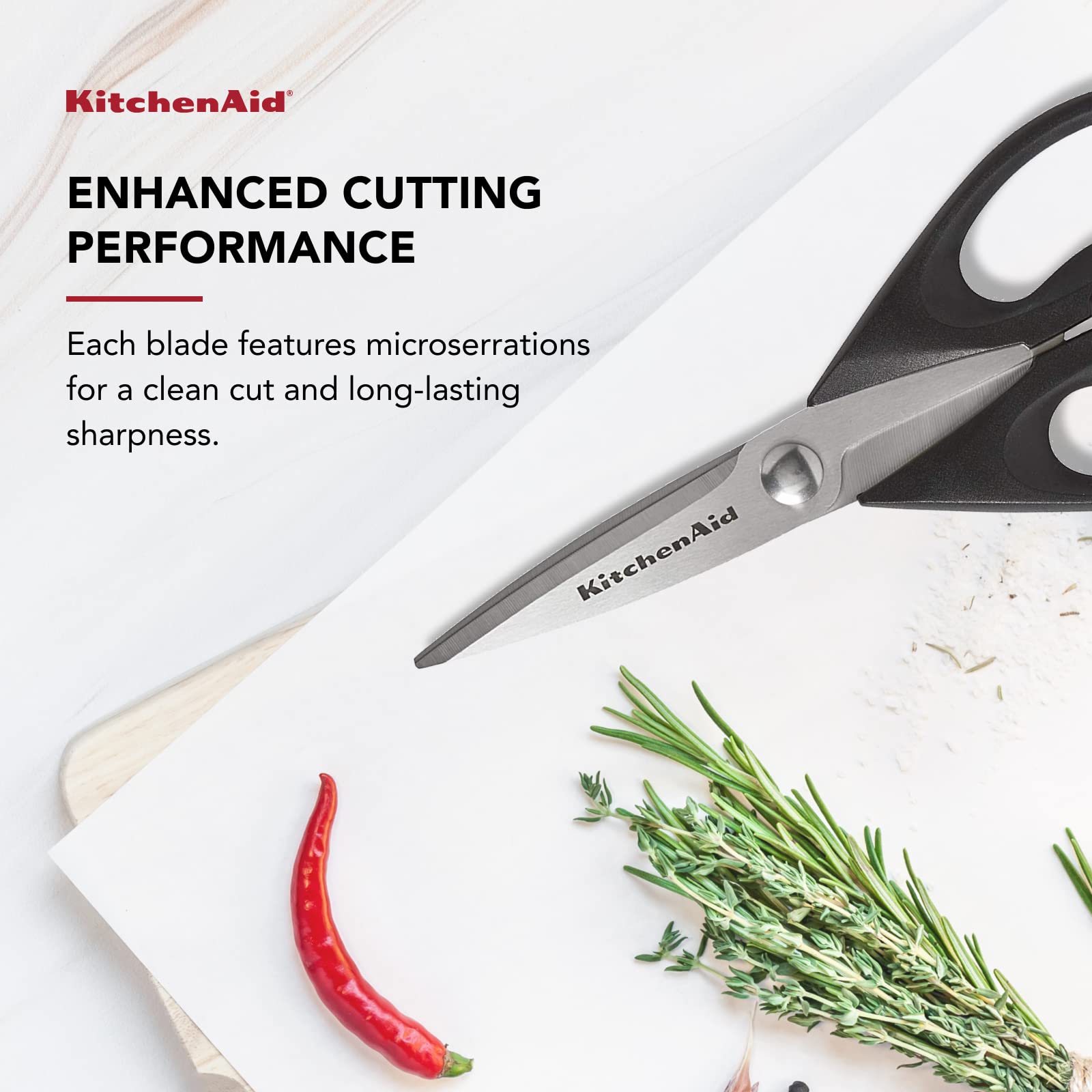 KitchenAid All Purpose Kitchen Shears with Protective Sheath for Everyday use, Dishwasher Safe Stainless Steel Scissors with Comfort Grip, 8.72-Inch, Black