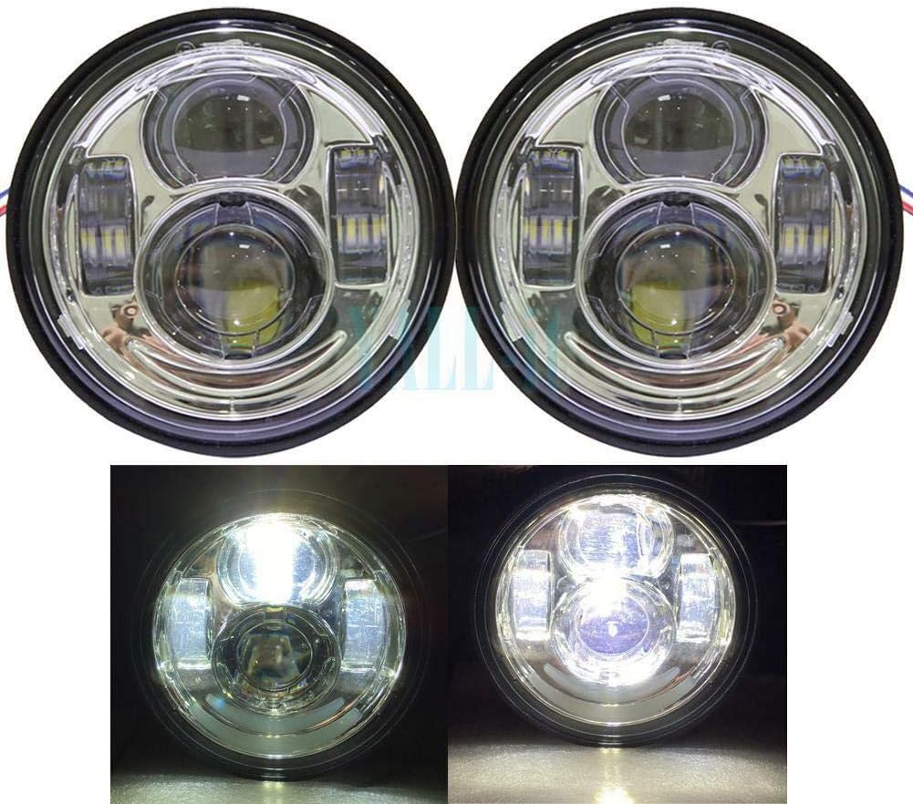 Pair 08-16 4.65" 80W LED Headlight Lamp for Harley Dyna Fat Bob FXDF