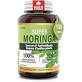 Herba Organic Moringa Capsules - 1000mg Per Day | 180 Moringa Leaf Capsules | Made in Canada | 500mg of Pure Moringa Powder p