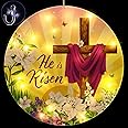 Geelin 11 Inch Easter Window Light He is Risen Decorations Spring Christian Jesus Cross Religious Sign LED Happy Easter Party Supplies for Indoor and Outdoor Farmhouse Wall Decor (Cross)
