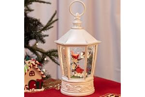 PEATOP Spring Blossom Christmas Snow Globes,Cardinal Gifts Snow Globe,Red Bird Lighted Glittering Lantern with Music & Timer ,ChristmasTable Decorations Holiday Home Decoration Gift 10"