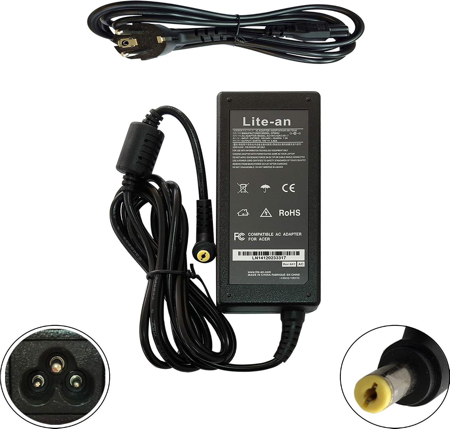 Caricatore Auto Universale Per Packard Bell EasyNote – 19V 4,74A 90W, Nero - Foto 2