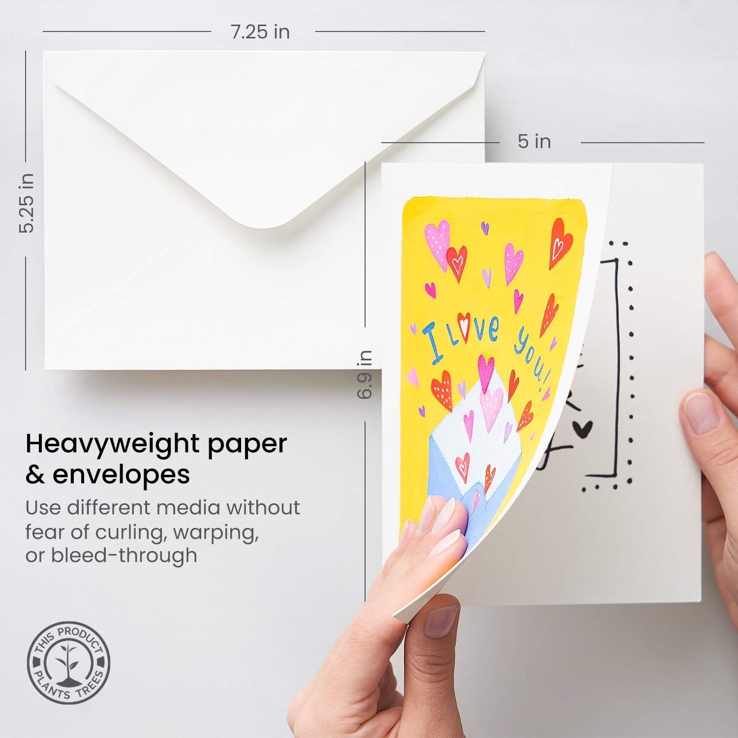 Arteza Blank Watercolor Cards with Envelopes, 5x6.875 Inches, Set of 25, Heavyweight, 140 lb, 100% Cotton Watercolor Postcards for Thank You Notes, Invitations & Greeting Cards : Office Products