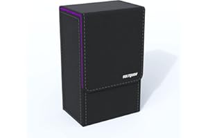 Boltquan Black Tarot Card Holder with Purple Interior; Fold Top Box Case Magnetic Lid Closure; Fits Rider Waite Deck; Measures Standard Size 5.39 x 3.38 2 In (137*86*51mm) (Purple) (TRC01)