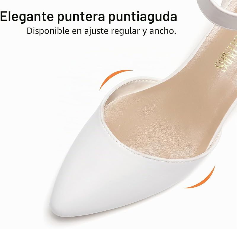 Zapatos Tacón Ancho Mujer,Blanco/PU,35