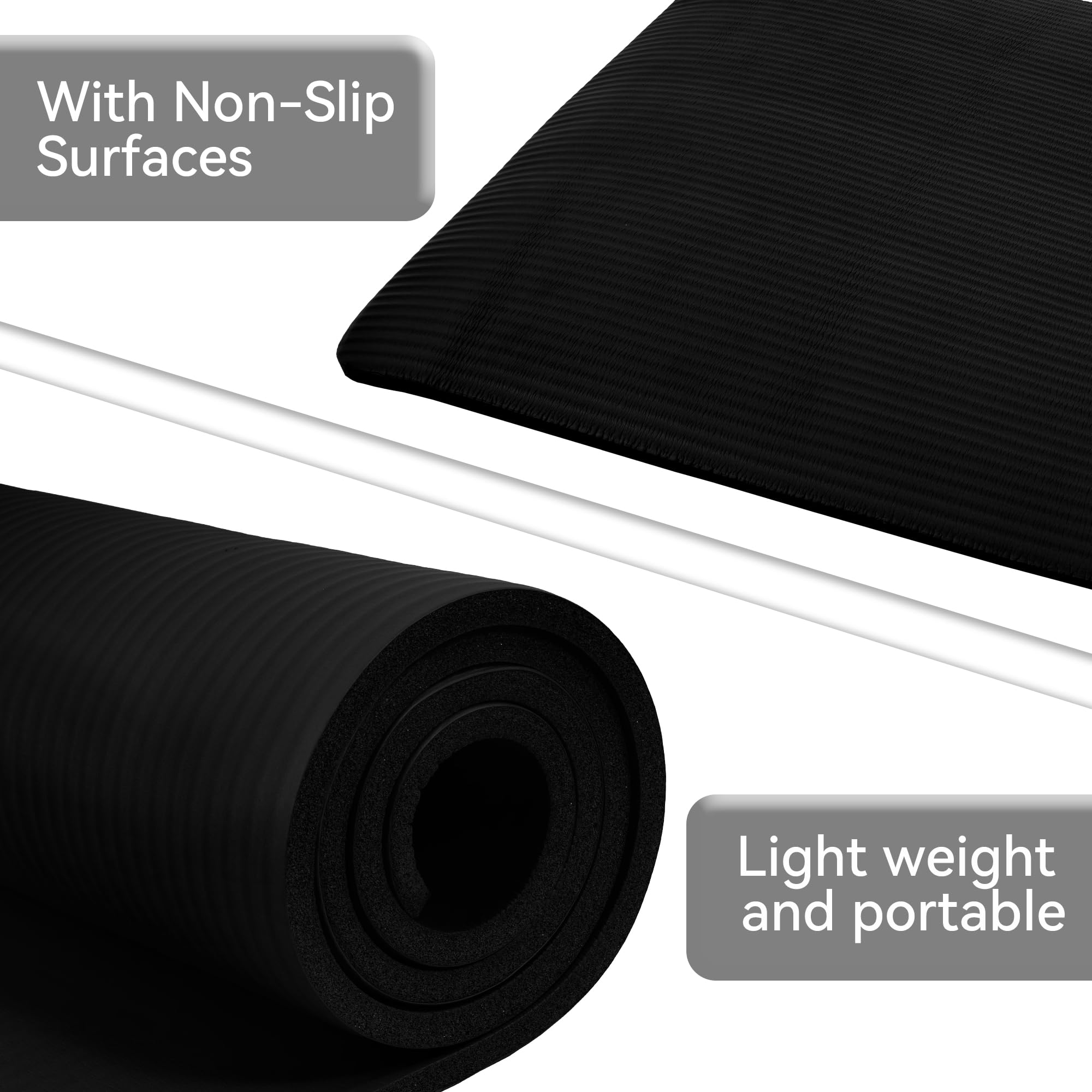 Yoga Mat, 1/2-Inch Extra Thick High Density Exercise Mat, Anti-Tear Exercise Yoga Mat with Carrying Strap, Suitable for Various Yoga Exercises