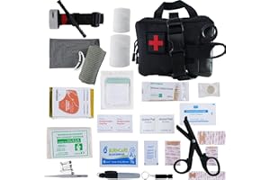 SOKNAZQ IFAK Trauma Kit, EMT Pouch Molle Ifak Pouch, Israeli Style Straps, Survival First Aid Kit with Tourniquet for Tactical, Travel, Hiking, Military Vehicles, Camping, Outdoor (Black)