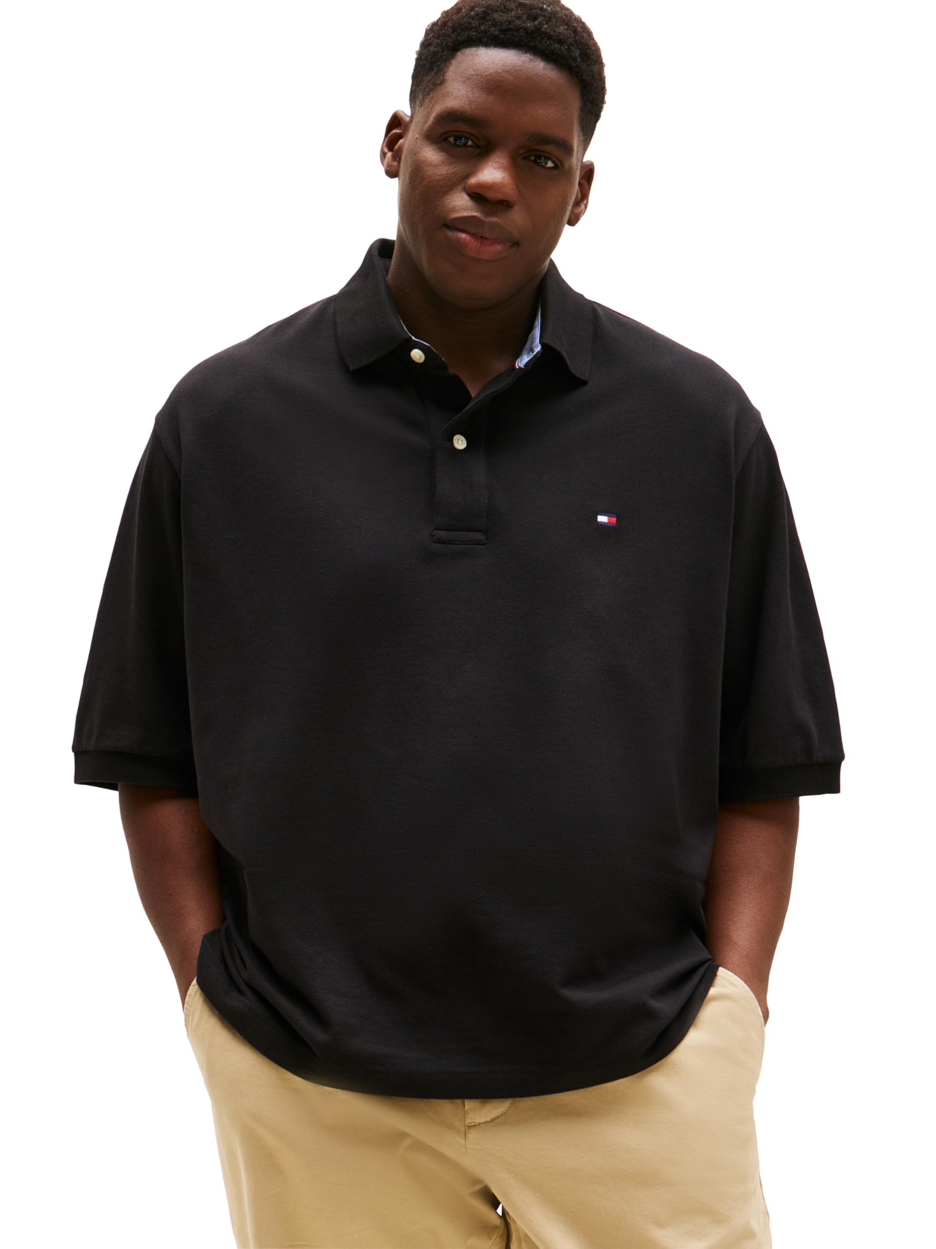 Photo 1 of (5XL) (USED/FAIR) Tommy Hilfiger Men's Big-Tall Big and Tall Polo Shirt Ivy Shirt, Tommy Black, TL- 5XL