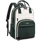 Laptop Backpack for Women Work Bag - 15.6 inch Travel Backpack with USB Charger Business Computer Backpacks for Work College Back pack for Teacher Casual Waterproof Bookbag for Nurses Beige Green