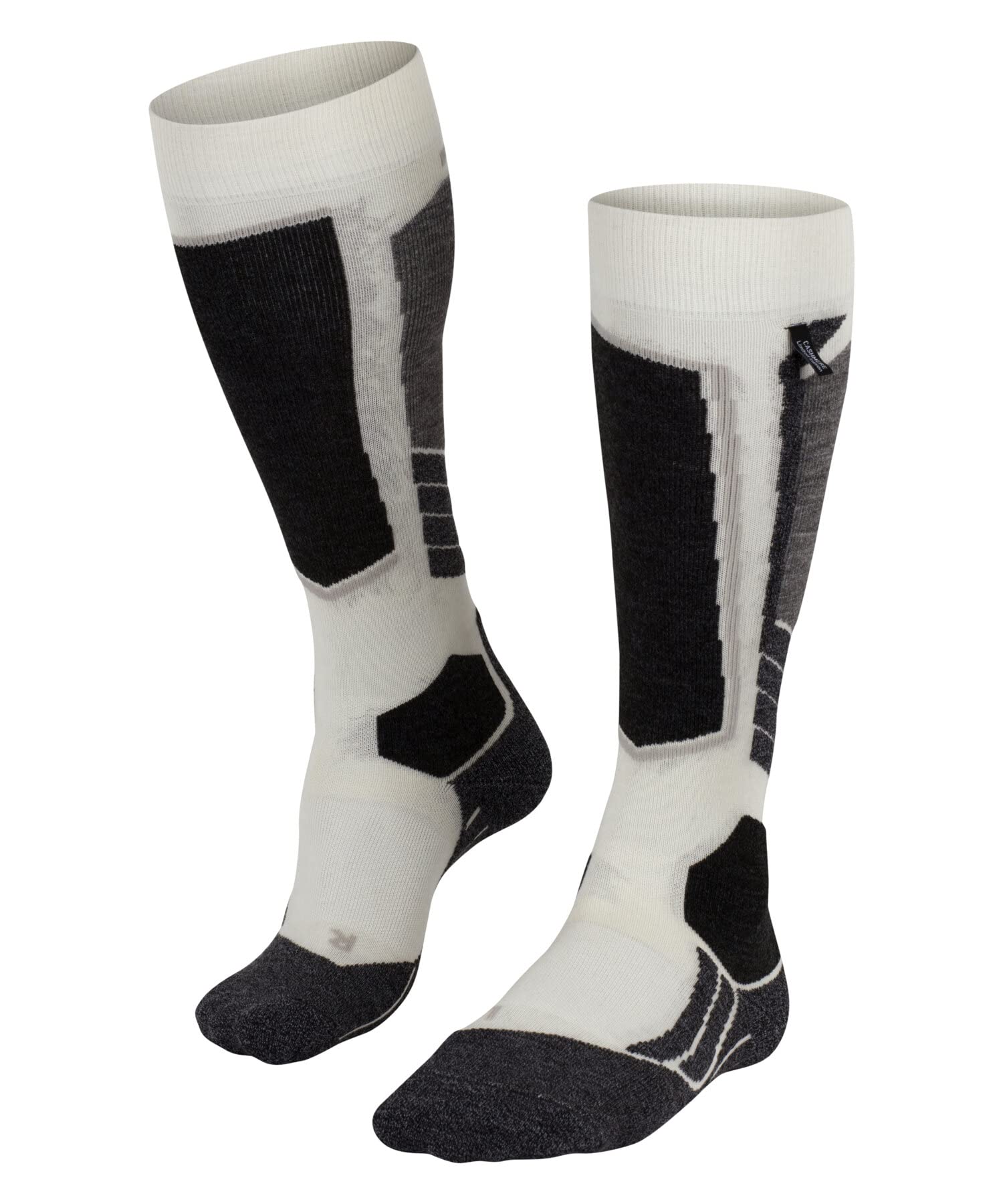 FALKE Women's SK2 Intermediate Cashmere W Kh Functional Yarn Warm Thick 1 Pair Skiing Socks, White Wool 2060, 7-8