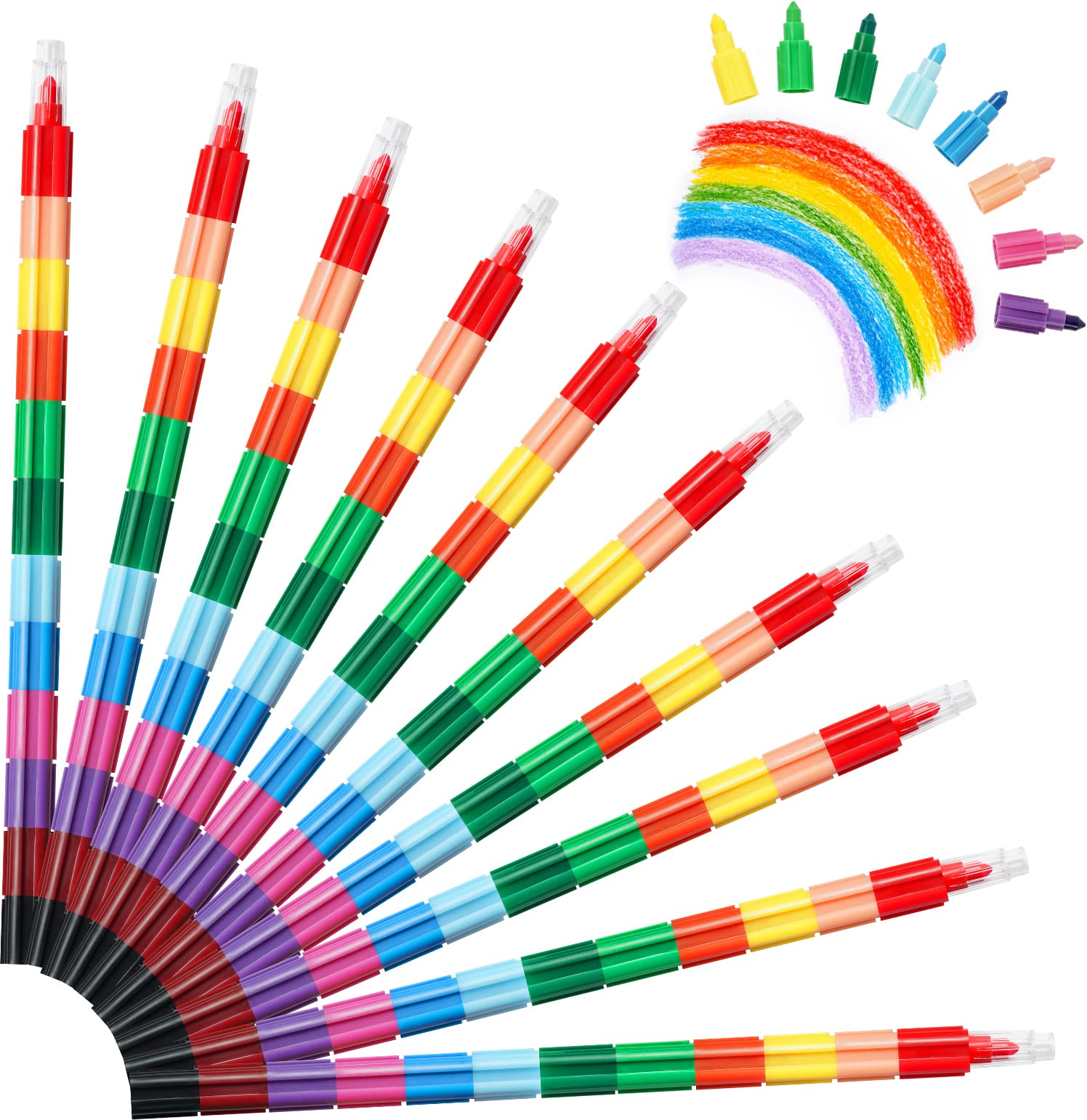 Vicloon Stacking Crayons, 10PCS Swop Point Colouring Pencils, 12 x Stacking Pencils for Kids, Drawing Set Painting Stationery Supplies Gifts