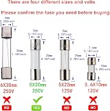 BOJACK 5x20mm 5A 250V Fast Blow Glass Fuse Pack of 20 view 3