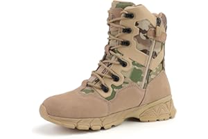 HANDROCK 8" Waterproof Men's Military Tactical Work Boots, Hiking Motorcycle Combat Slip/Oil Resistant Boots with YKK Side Zipper