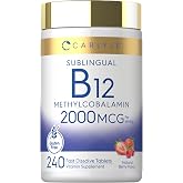 Carlyle B12 Vitamin 2000 mcg | 240 Fast Dissolve Tablets | Sublingual Methylcobalamin | Berry Flavor | Vegetarian, Non-GMO &amp; Gluten Free Supplement