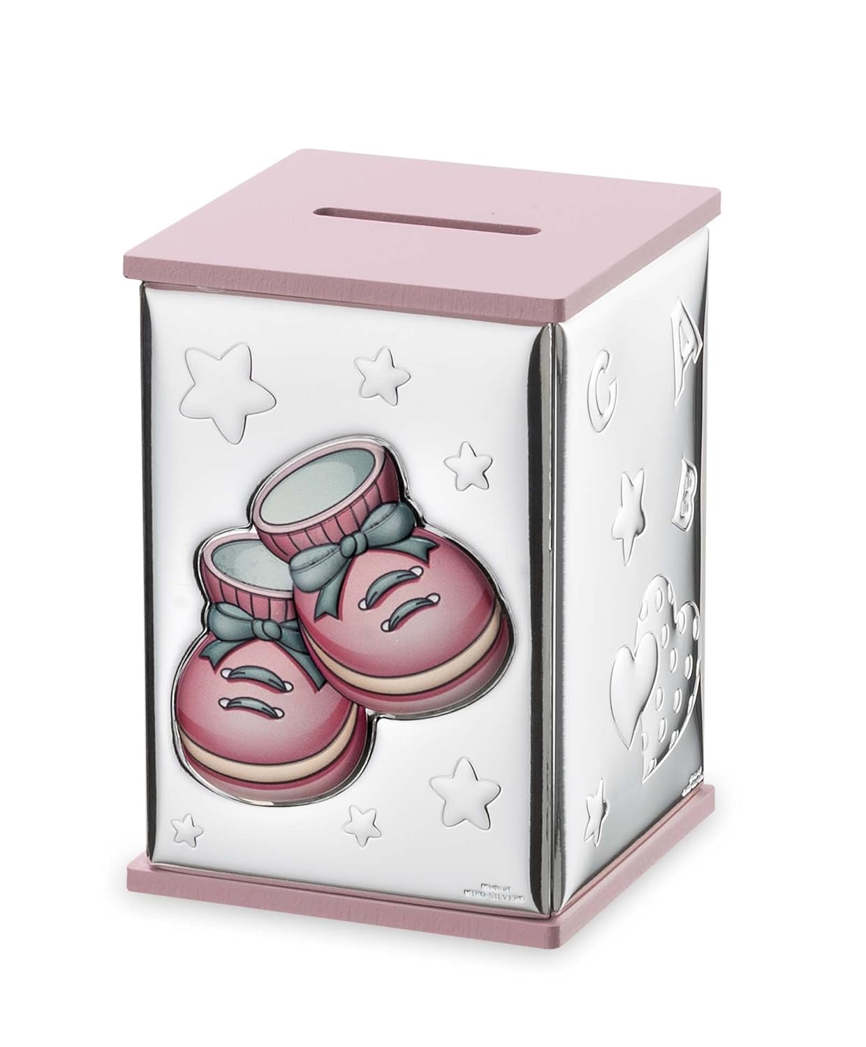 Silver Touch USA Sterling Baby Money Box, Piggy Bank, Pink