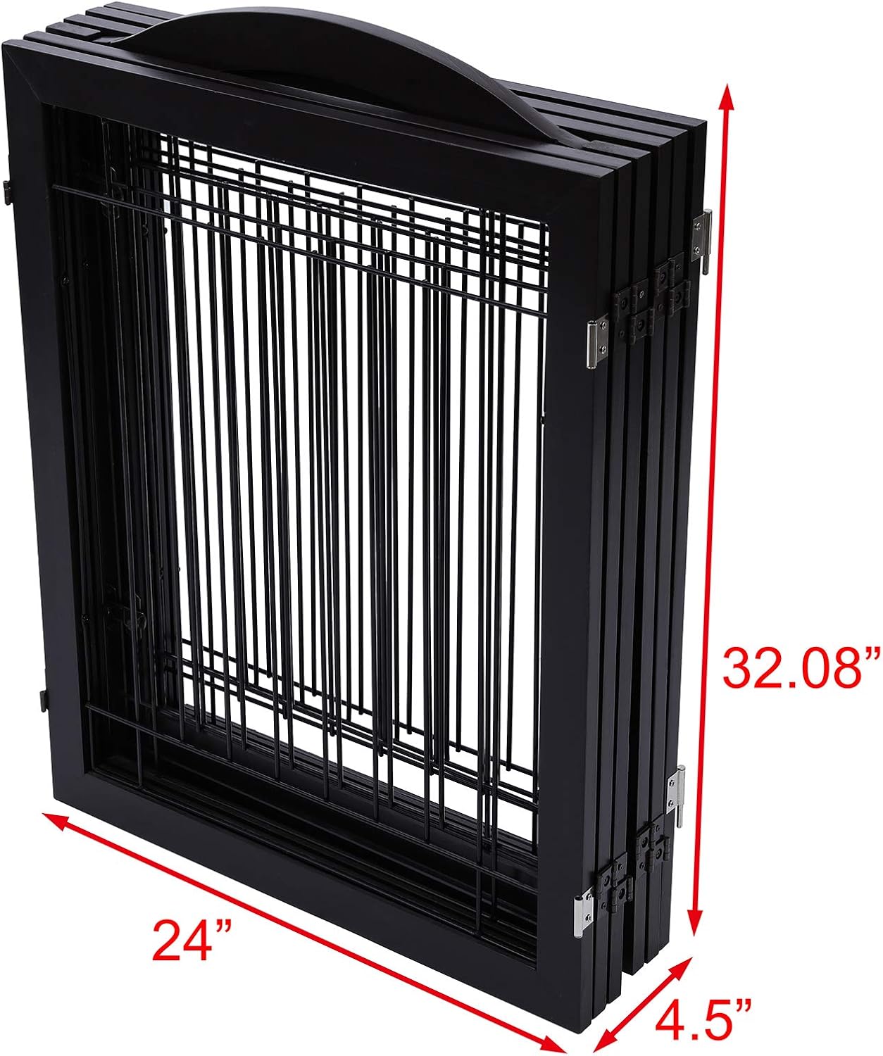 PAWLAND 144-inch Extra Wide 30-inches Tall Dog gate with Door Walk Through, Freestanding Wire Pet Gate for The House, Doorway, Stairs, Pet Puppy Safety Fence, Support Feet Included, Espresso,6 Panels: Baby