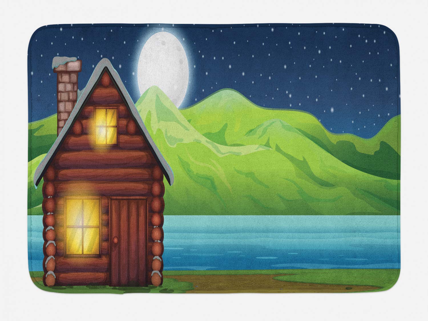 Amazon Com Ambesonne Log Cabin Bath Mat Countryside Theme Image