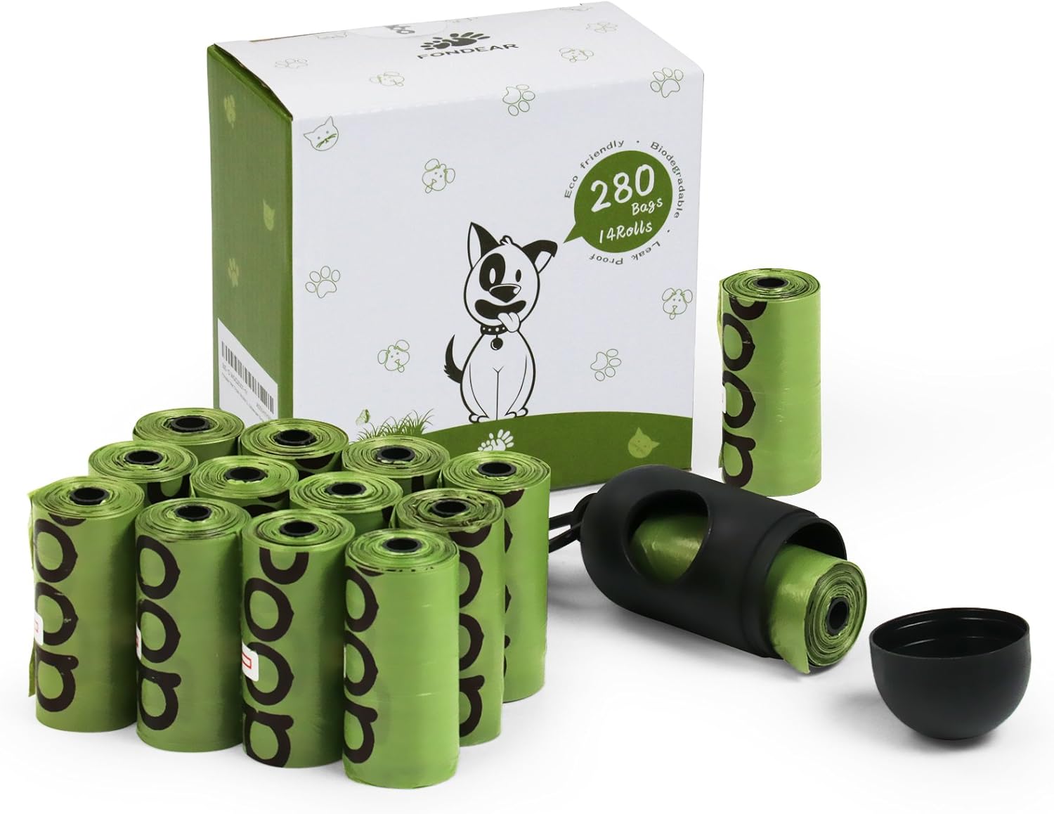 Fondear Biodegradable Pet Trash Waste Disposal Dog Poop Bags with Bone