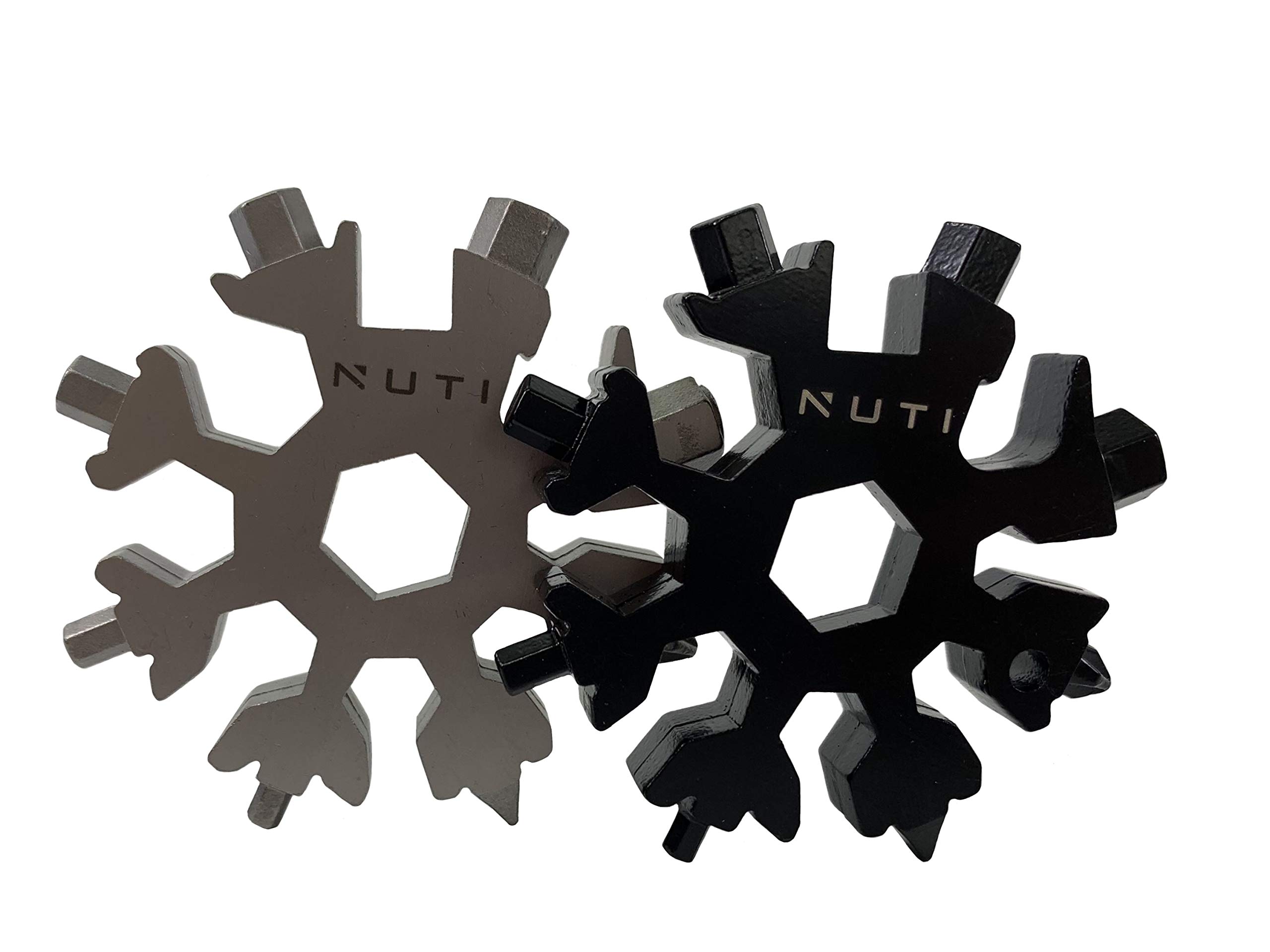 NUTI Tools | 2-pack | 18-in-1 Multi-Tool | Camping, Golf, Fishing and Cycling Gifts for Him | Gadgets for Men and Women | Pocket Multitool with Keyring | Tool with Bottle Opener + Screwdriver