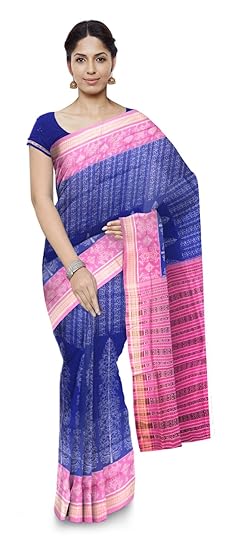 BOYANIKA Womens Sambalpuri Cotton Saree (boyanika 53_Blue)