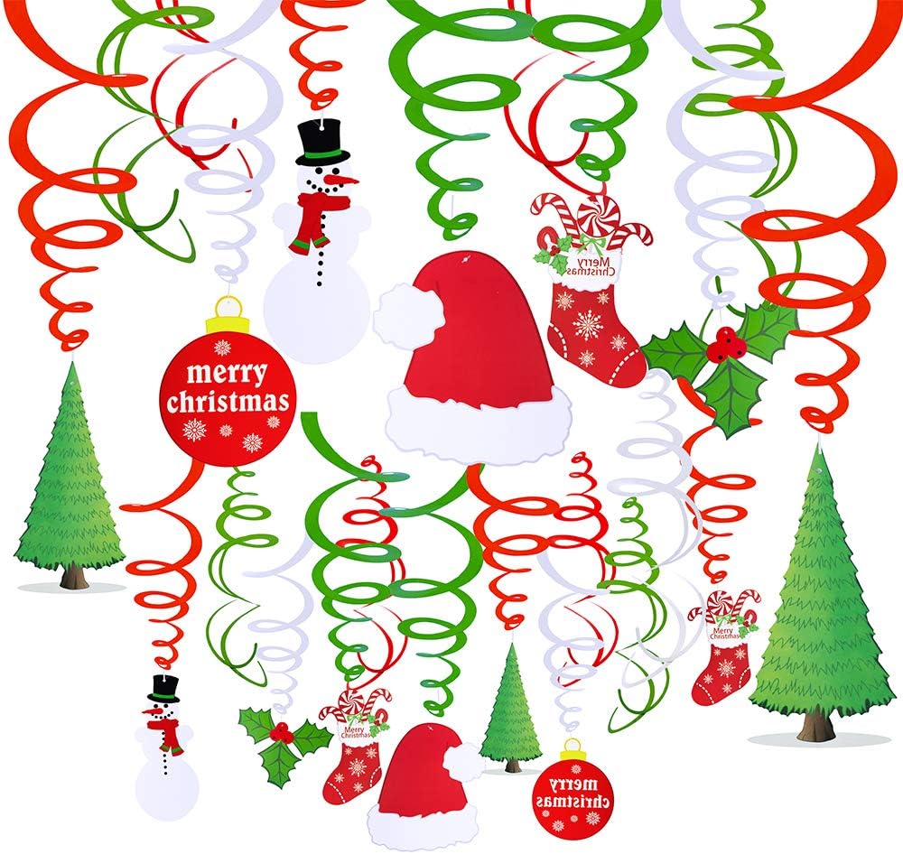 Amazon Com 30 Pcs Christmas Hanging Swirl Decorations Party