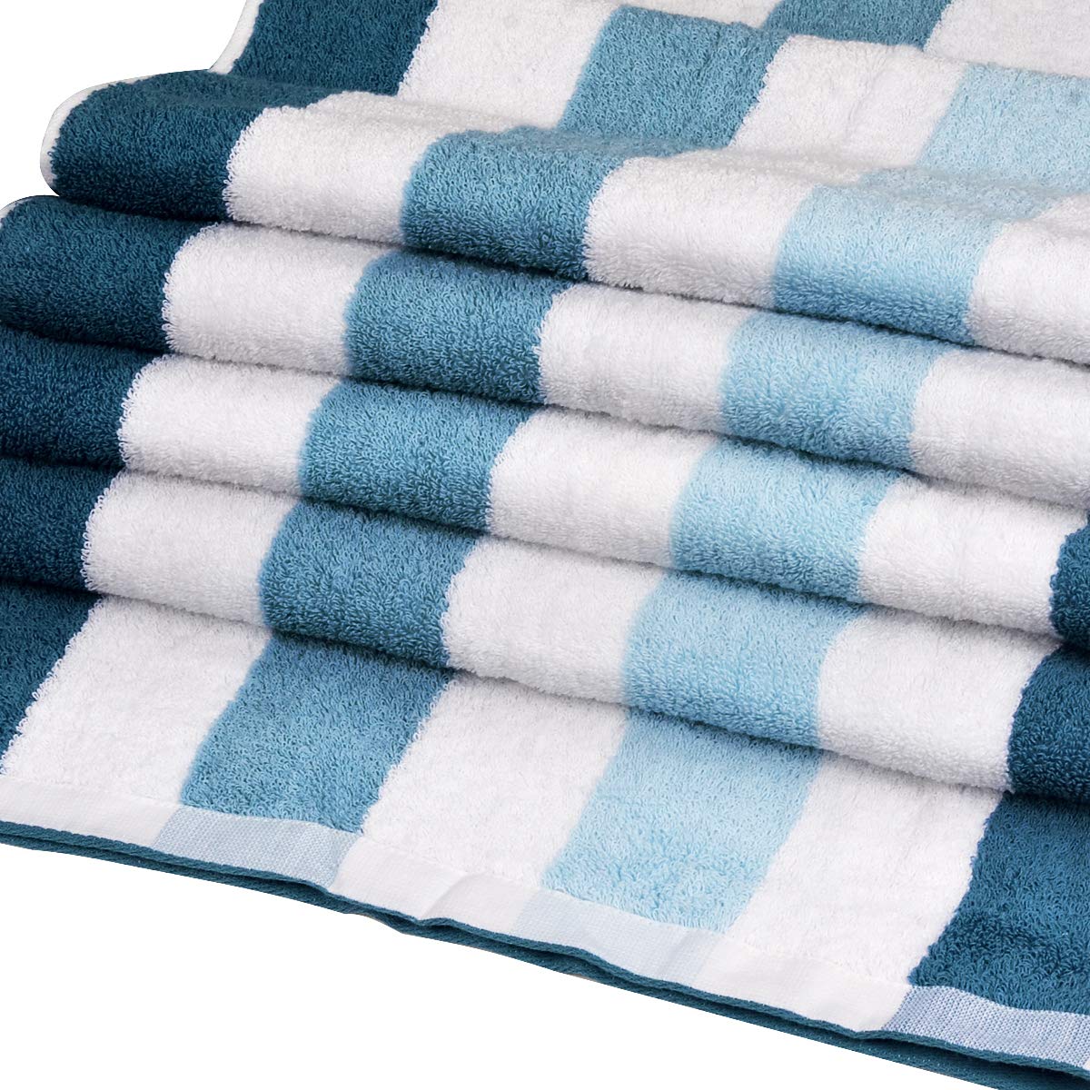 LYH Beach Towel Luxury 100% Cotton Pool Towel, Super Soft XXL Large Size 70x35in Classic Stripe, for Indoors Outdoors, Blue+White-02