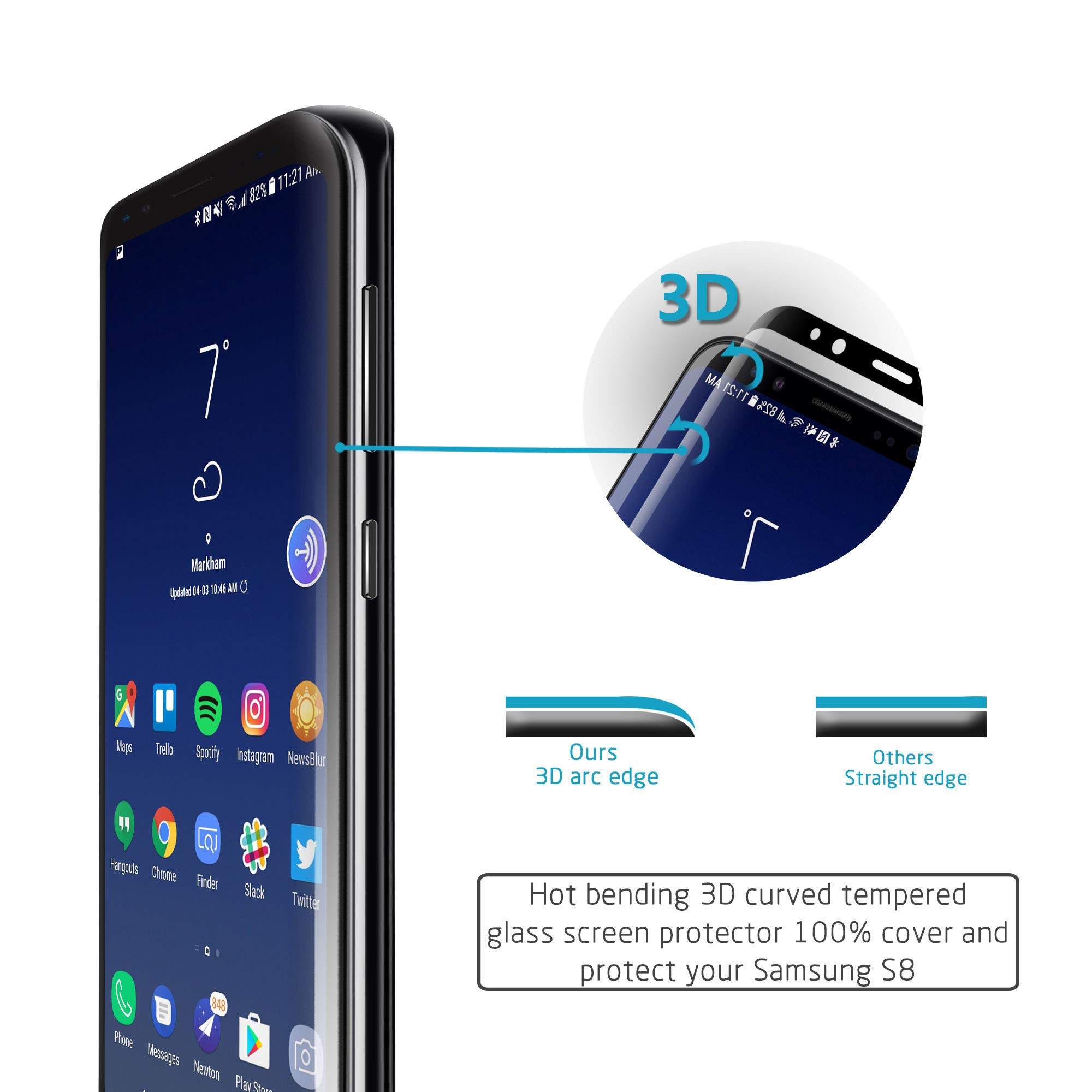Samsung Galaxy Note 8 Privacy Screen Protector Tempered Glass,VIEE [9H Hardness][No Bubble][Anti Peeping] Privacy Tempered Glass (Note 8 Black)