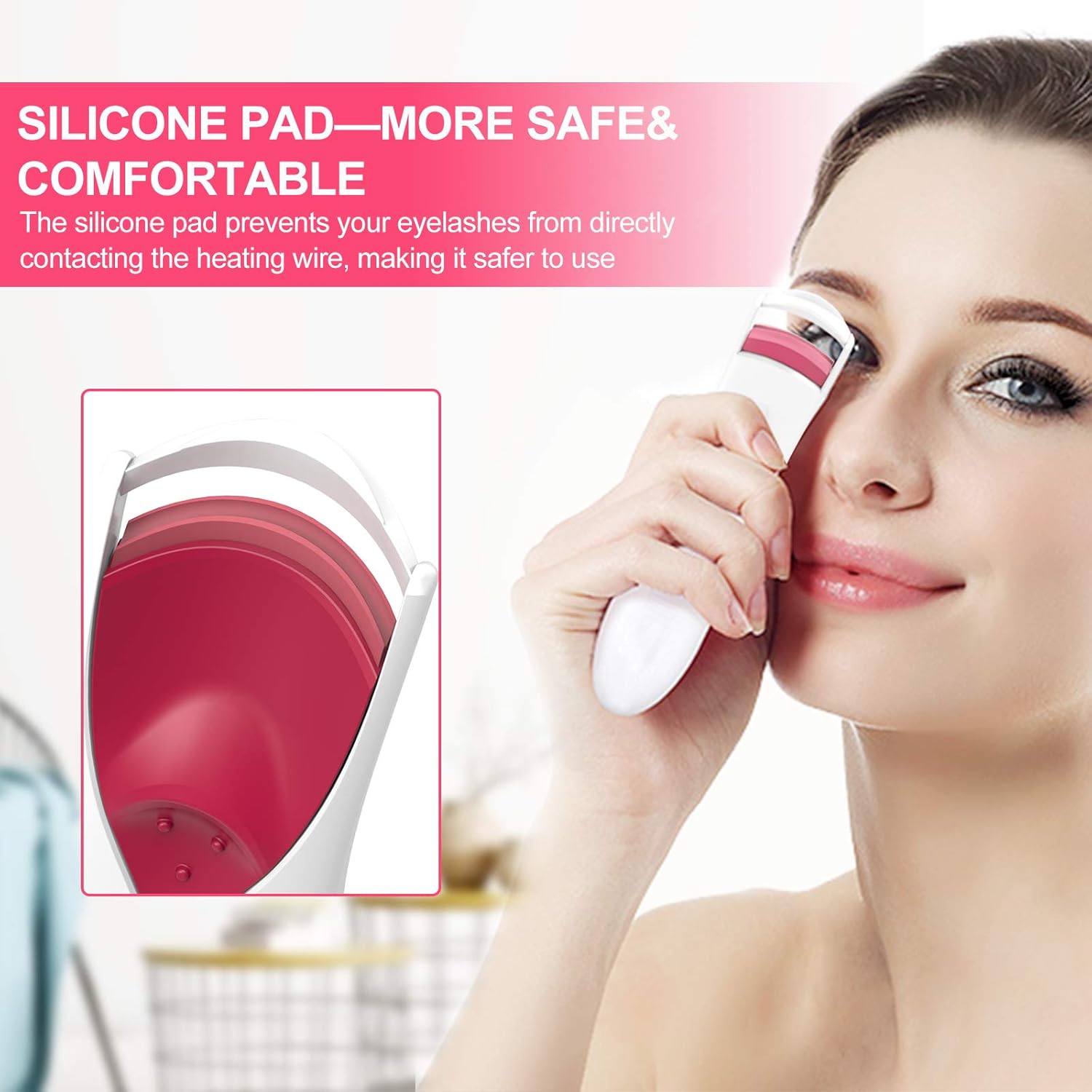 TOUCHBeauty Heated Eyelash Curler, Electric Lash Curler Safe with Smart Silicone Heating Pads and Efficient with Fast Heating Up Perfect for All Eye Shapes, Natural Curling and Long Lasting (Red) : Beauty